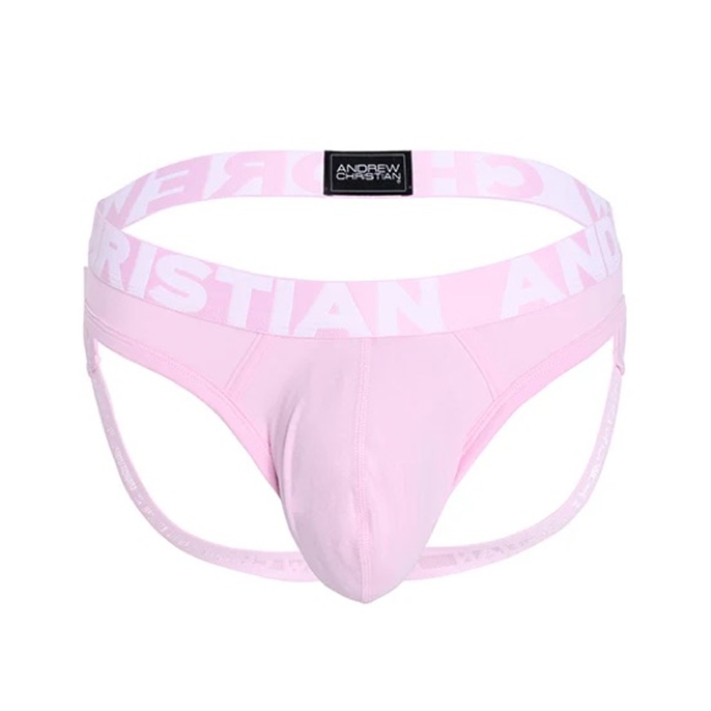 NWT Andrew Christian THICK Frame Jockstrap Pink Large